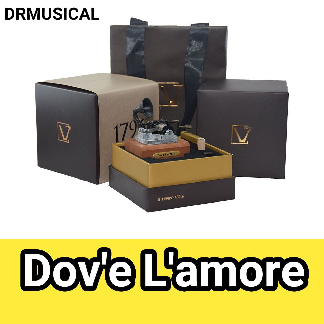 جعبه موزیکال Dov'e L'amore برند IL TEMPO VOLA مدل گرامافونی NEW CLASSICO
