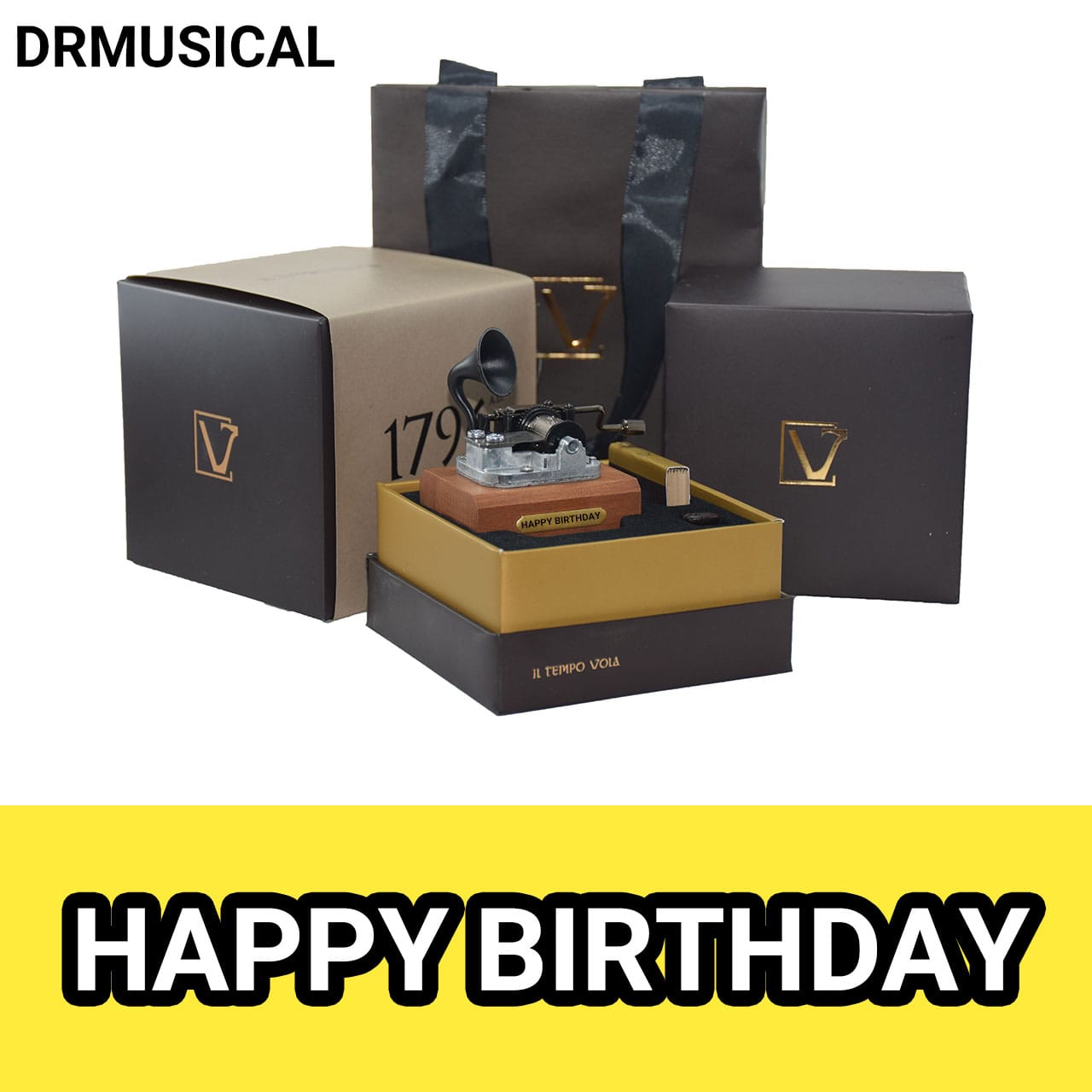 جعبه موزیکال HAPPY BIRTHDAY برند ایل تمپو ولا IL TEMPO VOLA هندلی طرح نیو کلاسیکو
